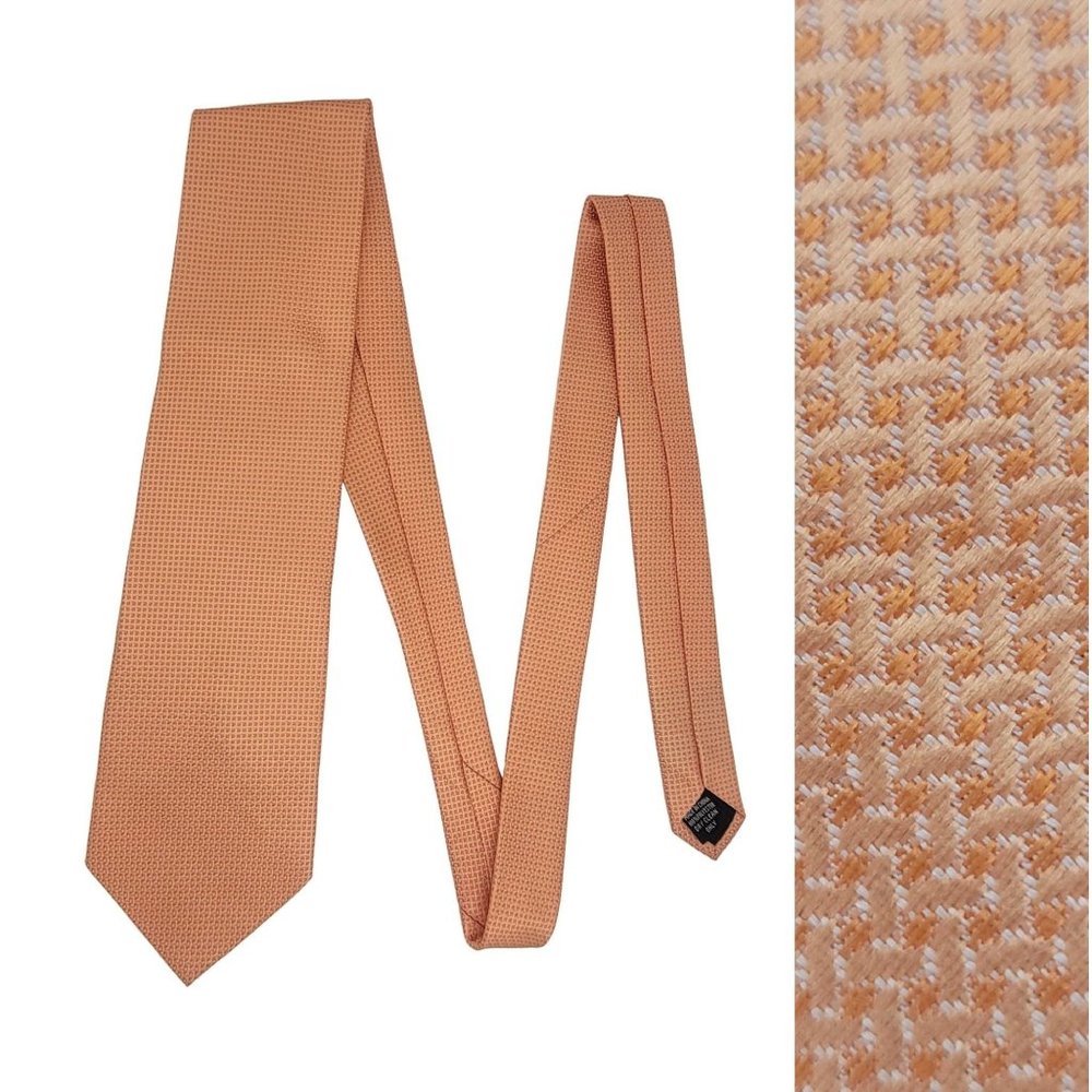 Vintage VENETTO COLLECTION MEN'S Classic TIE  orange 100% POLYESTER Grenadine